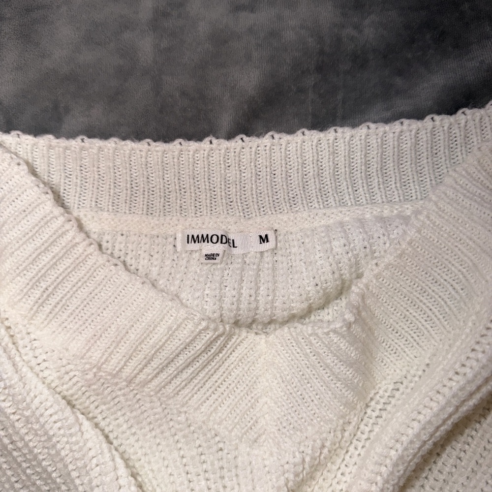 Mystique BoutiqueWomen's White Knit Cropped Sweater - Picture 2 of 3